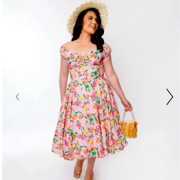 Timeless Dresses & Skirts - Floral Midi Dress in Pink and Orange